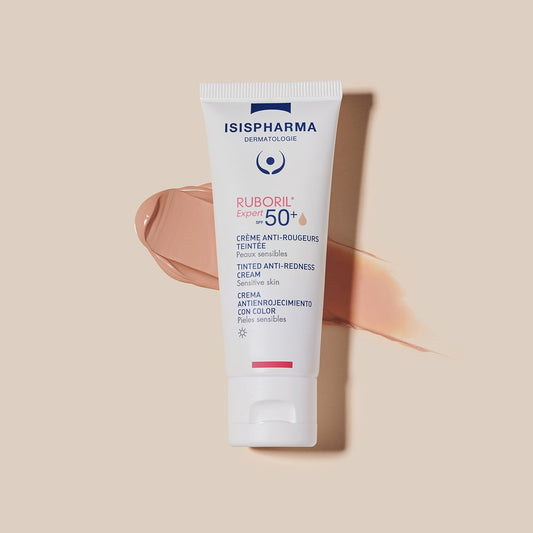 Isispharma Ruboril Expert 50+ - Spf Moisturizer Face - Tinted Spf Moisturizer For Face 40 Ml - Spf 50 Sunscreen For Sensitive Skin - Redness Skincare Uv And Blue Light Protection - Made In France