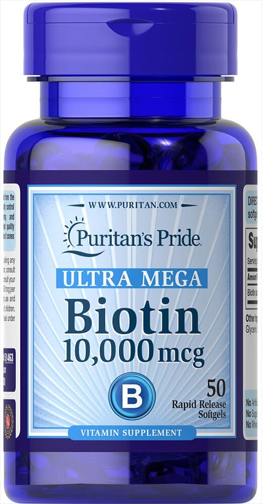 Puritan's Pride Ultra Mega Biotin 10000 Mcg 50 Count : Health & Household