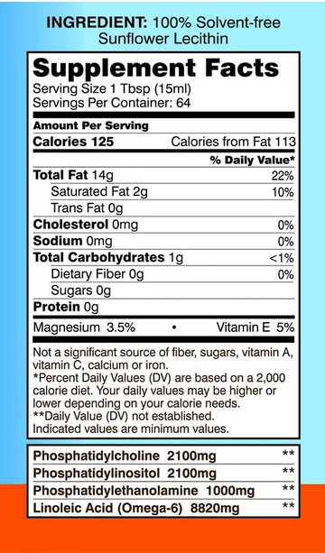 100% All Natural Sunflower Lecithin Nongmo Gluten Free (Gal)