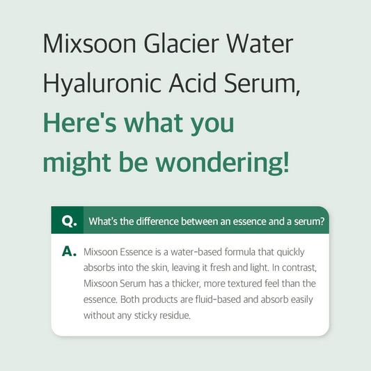 Mixsoon Essential Glass Skin Duo Set Moisturizer Korean Skin Care(Bean Essence + Glacier Water Hyaluronic Acid Serum)