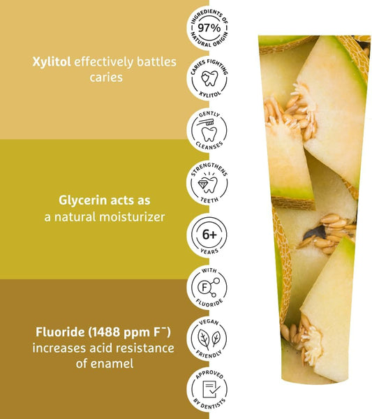 Ecodenta Kids Toothpaste - Cavity Fighting Natural Childrens Tooth Paste Melon Flavour 75Ml