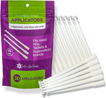 Intimate Rose 30 Count Vaginal Suppository Applicators, Individually Wrapped, Disposable Applicator - Fits Most Boric Acid Suppositories And More, From, Pack Of 30