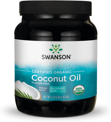 Swanson 100% Certified Organic Flavor Free Coconut Oil Cooking Baking Frying Beauty Efas Mcts 3 Lbs 6 Ounces (1.53 Kg) Solid Oil
