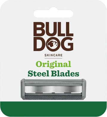 Bulldog Skincare Original Men'S Razor Refills, With 5 Tempered Steel Blades On Each Of The Four Refill Blades, Works With All Bulldog Reusable Razor Handles, 4 Pack