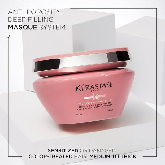 Kérastase Chroma Absolu, Anti-Porosity Deep-Filling Hair Mask, For Colour Treated Hair, With Lactic Acid, Masque Chroma Filler, 200Ml
