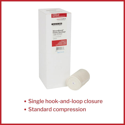 McKesson Elastic Bandage Wrap with Hook and Loop Closure, Tan Compression Bandage - 3 in x 4 1/2 yd, 10 Count, 1 Pack