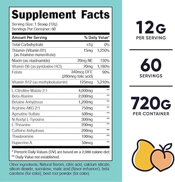 Nutricost Pre-Workout Powder For Women, Peach Mango, 60 Servings60 Ser