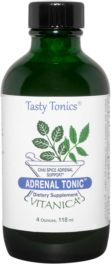 Vitanica Adrenal Tonic, Adrenal Supplement & Support, Alcohol Free, Vegan/Vegetarian, Chai Spice Flavor, 4 Ounce