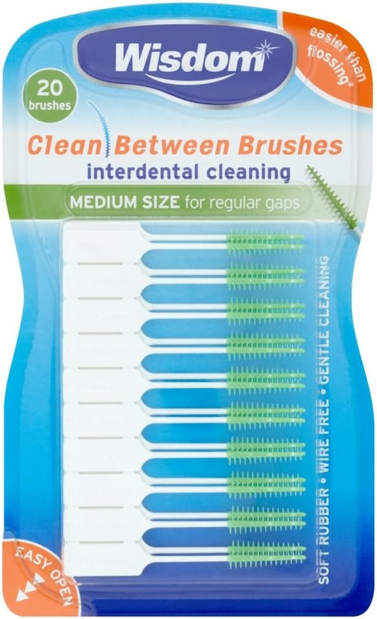 Wisdom Clean Between Interdental Brushes, Medium, Pack of 20 : Amazon.co.uk: Health & Personal Care