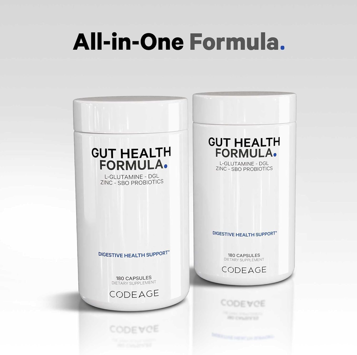 Codeage Gut Health Supplements Vegan Formula - L Glutamine, Zinc, Turkey Tail Mushroom Powder, Tonic Mushroom, Maitake, Micro Algae, Mineral, Licorice Root Dgl - Probiotics, Prebiotics - 180 Capsules : Health & Household