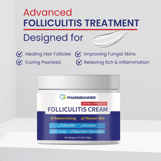 Folliculitis Treatment Cream – Extra Strength Scalp & Skin Relief – Antifungal Psoriasis Cream for Itching, Redness & Irritation