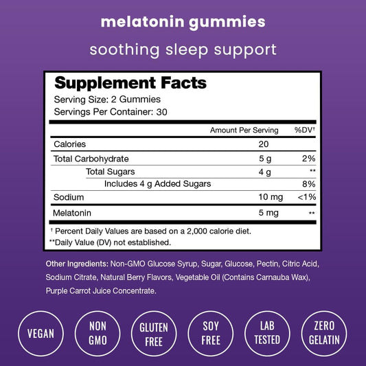 Melatonin Gummies For Kids & Adults | Natural Sleep Aid Drug-Free, Vegan Berry Flavor Kids Melatonin Gummy Supplement | 2.5Mg, 5Mg Or 10Mg Dose | Sleeping Pills Substitute