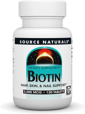 Source Naturals Biotin 5,000Mcg Maximum Strength Biotin Deficiency Supplement - 120 Tablets