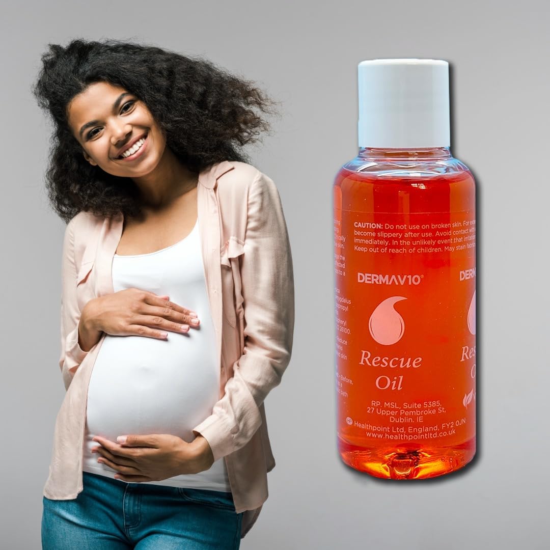 Healthpoint Derma V10 Rescue Oil, Reduce Appearance Of Stretch Marks Scar Tissue, Dry, Dehydrated Skin, After Sun, Ageing, Blemishes, Clinically Tested, Paraben Free, Vegan Friendly, Made In The Uk