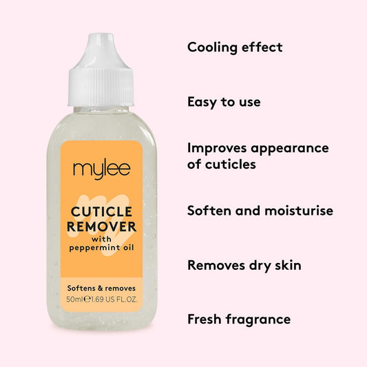 Mylee Cuticle Remover Gel With Peppermint Oil 50Ml - Softens And Moisturises Cuticles, Removes Dead Skin