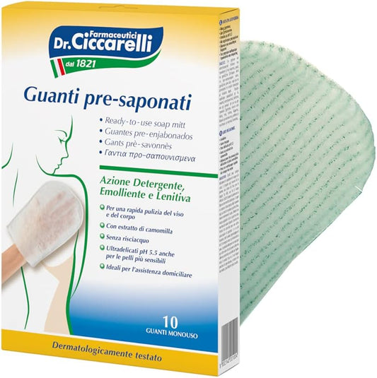 Ciccarelli Dr. Igiene Corpo Ready-To-Use Soap Mitt, 10-Piece