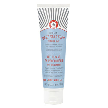 First Aid Beauty Pure Skin Deep Cleanser With Red Clay – Face Wash For Oily Or Blemish-Prone Skin – 4.7 Oz
