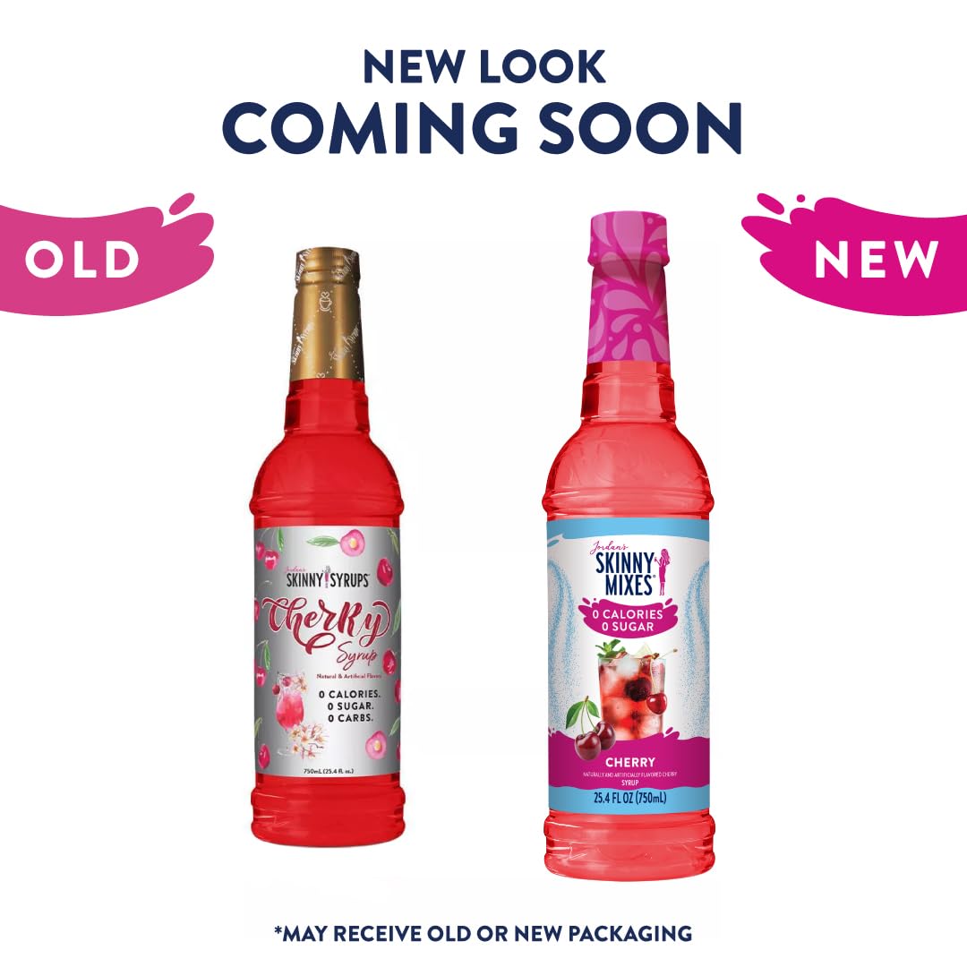 Jordan'S Skinny Mixes Sugar Free Syrup, Cherry Flavor, Fruit Flavored Water Enhancer, Drink Mix For Ice Tea, Lemonade & More, Zero Calorie Flavoring, Keto Friendly, 25.4 Fl Oz, 1 Pack