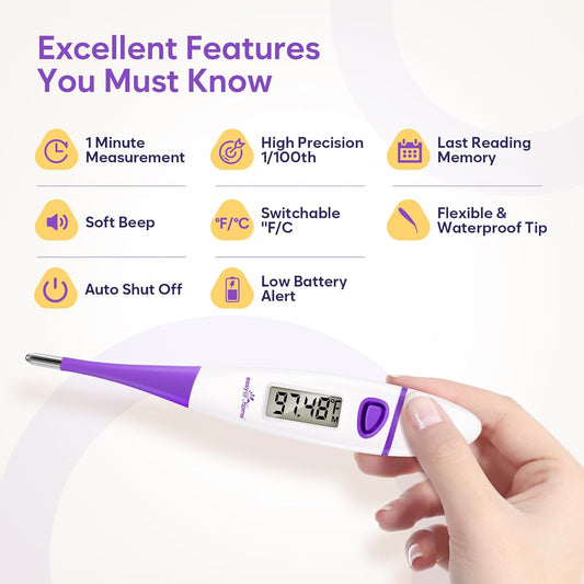 Easy@Home Basal Body Thermometer: Bbt For Fertility Prediction With Memory Recall- Accurate Digital Basal Thermometer For Temperature Monitoring With Premom App - Ebt-018