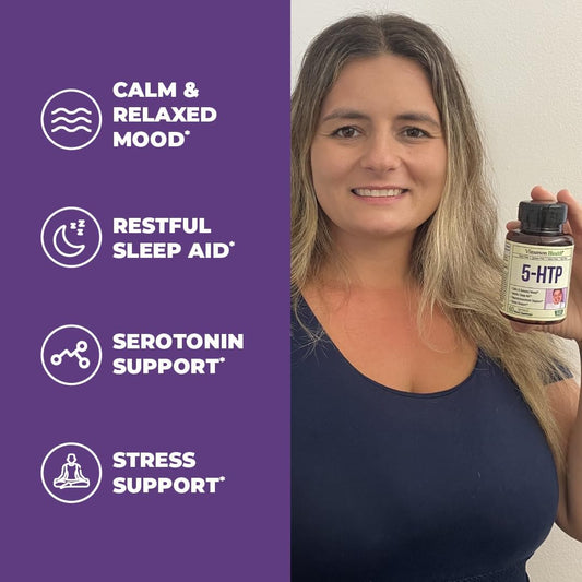 5Htp Serotonin Supplements For Women & Men. Sleep Aid & Occasional Stress Support - 5 Htp Plus Supplement 200 Mg With Calcium For Sleep, Calm Mood, & Neurotransmitter Support. 60 Capsules Made In Usa