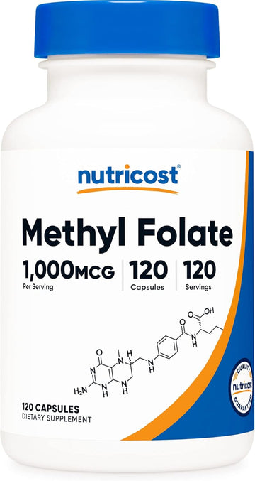 Nutricost Methyl Folate 1000Mcg, 120 Vegetarian Capsules - Gluten Free, Non-Gmo