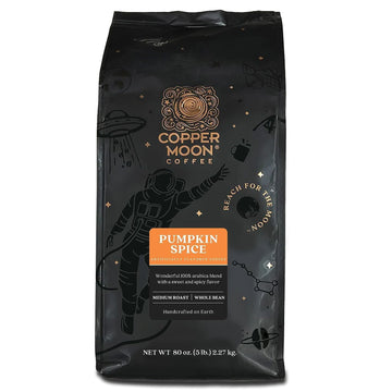 Copper Moon Medium Roast Whole Bean Coffee, Pumpkin Spice Blend, 5 Lb