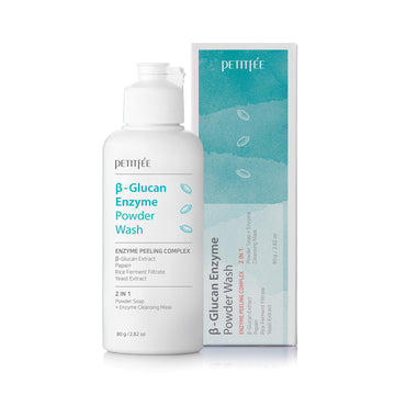 Petitfee B-Glucan Enzyme Powder Wash 2.82 Oz (80G) - Facial Cleanser, Cleansing Powder With Papaya Extract Papain, Rice Ferment Extract For Gentle, Daily Exfoliation, Powder Soap, Cleansing Mask