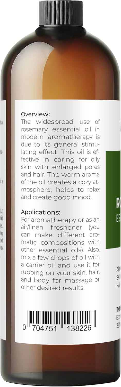 Rosemary Essential Oil By Velona - 32 Oz | Therapeutic Grade For Aromatherapy Diffuser Undiluted