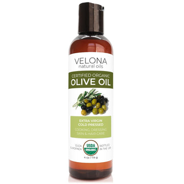 velona USDA Certified Organic Olive Oil - 4 oz | 100% Pure and Natural Carrier Oil | Extra Virgin, Unrefined, Cold Pressed