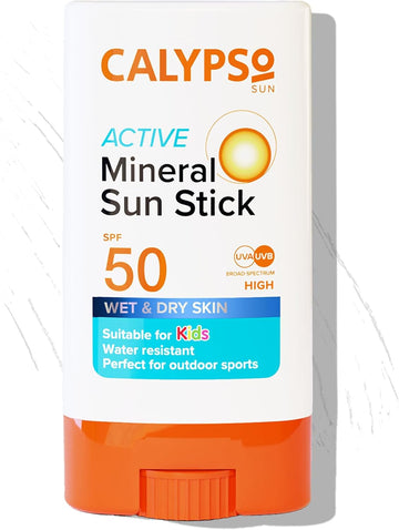 Calypso Mineral Sun Stick, Spf50 Sun Protection With Zinc Oxide For Wet And Dry Skin, Hypoallergenic, Paba Free, 15G