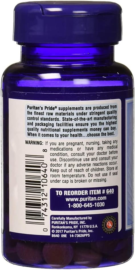 Puritan'S Pride Vitamin B-2 100 Mg Tablets, 100 Count
