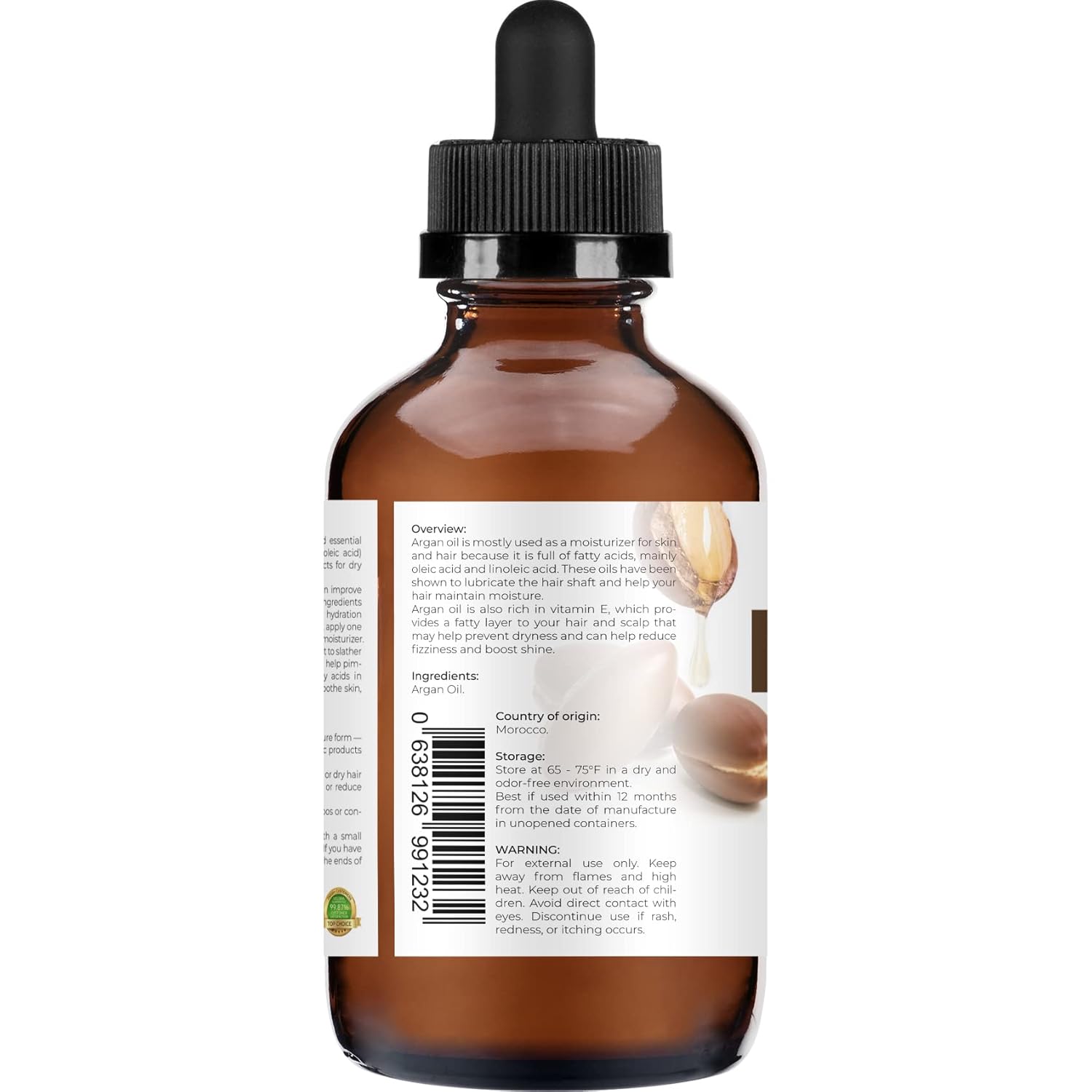 velona Argan Oil - 4 oz (With Dropper) | Morocco Oil For Hair Growth, Skin, Body and Face Care | Unrefined, Cold Pressed | 100% Natural and Moisturizing Carrier Oil | Cap Kit : Beauty & Personal Care