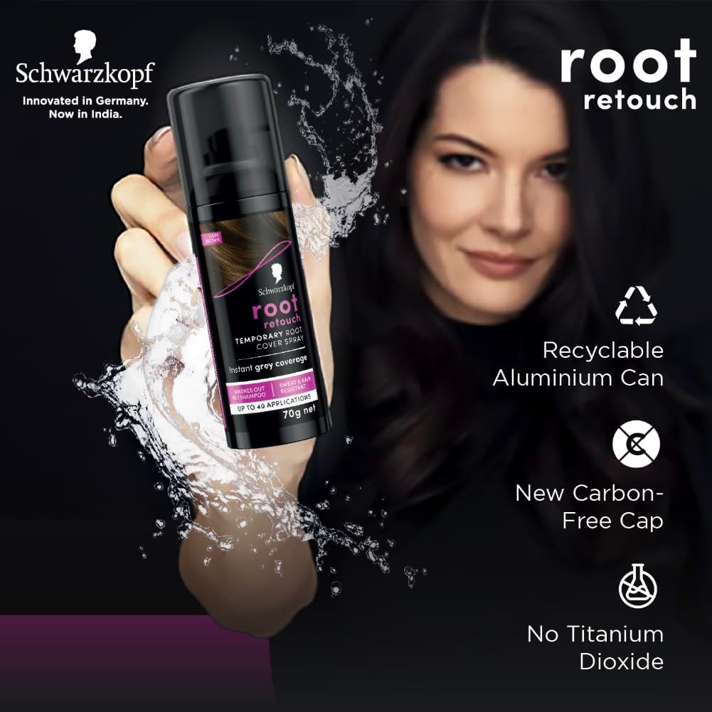 Schwarzkopf Root Retouch, Vegan, Temporary Dye Instant Brunette Hair Root Concealer, Grey Coverage, 40 Applications, 1 Wash, Dark Brown, 120ml, : Amazon.co.uk: Beauty