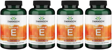 Swanson Vitamin E - Natural Vitamin Supplement Promoting Cardiovascular Health - Natural Formula Delivering Essential D-Alpha Tocopherols - (100 Softgels, 1000 Iu Each) 4 Pack