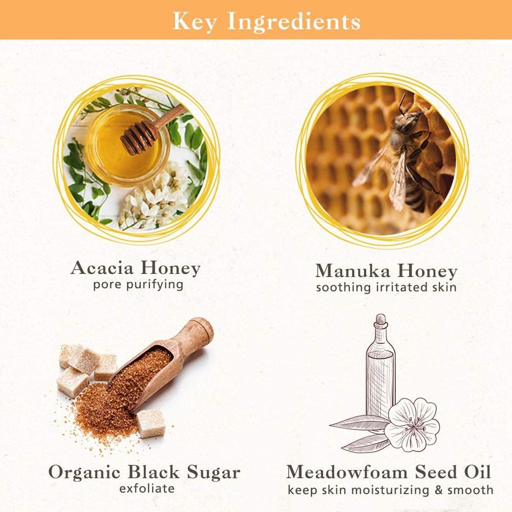 Skinfood Mask Honey Sugar 120G - Facial Pore Cleanser, Nourishing & Firming Skin Exfoliator - Wash Off Face Masks W/Melting Sugar For Healthy And Smooth Skin- Shower-Proof Texture (4.23 Oz)