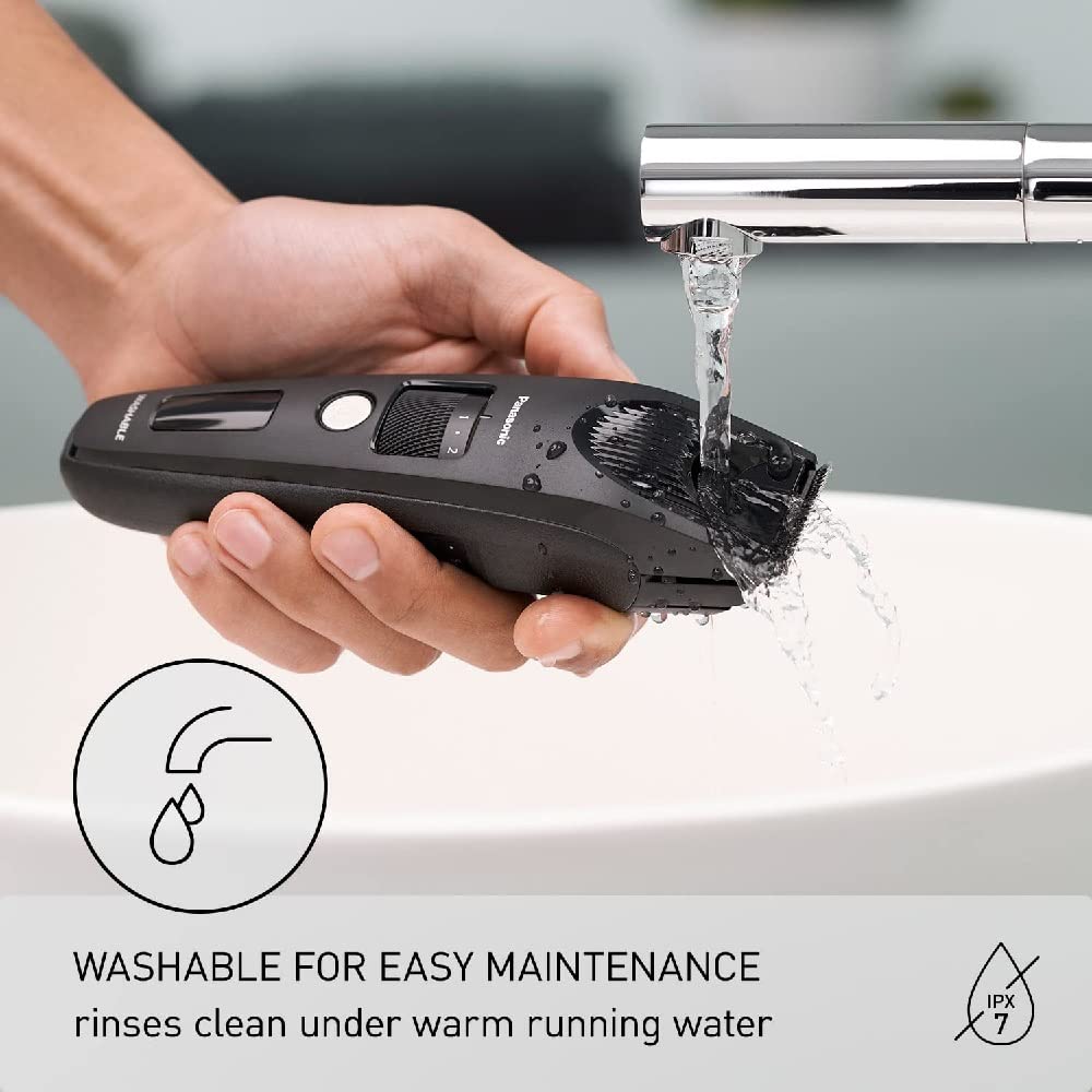 Panasonic Beard Trimmer for Men Cordless Precision Power, Hair Clipper with Comb Attachment and 19 Adjustable Settings, Washable, ER-SB40-K, 0.5-10mm lengths, 1 Pack : Beauty & Personal Care