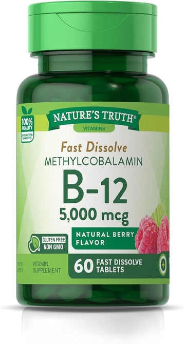 Nature'S Truth B12 Vitamin 5000 Mcg | 60 Tablets | Fast Dissolve Natural Berry Flavor | Vegetarian, Non-Gmo & Gluten Free Supplement