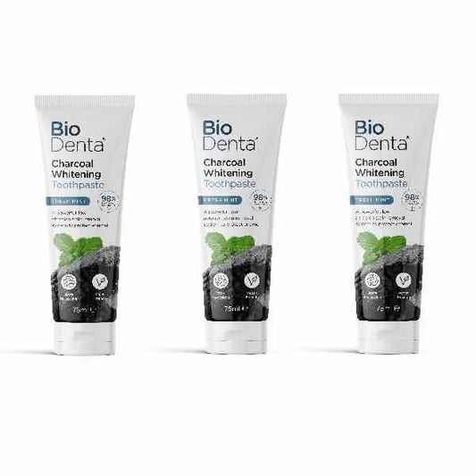 Biodenta Natural Whitening Toothpaste Charcoal Vegan-3Pk