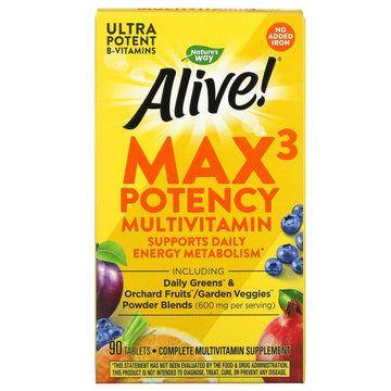 Nature'S Way, Alive! Max3 Potency Multivitamin, No Added Iron