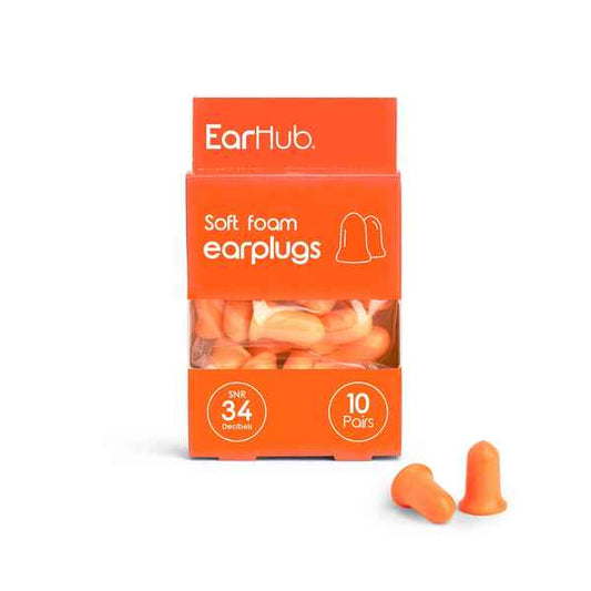 Earhub Premium Orange Soft Foam Earplugs 10 Pair