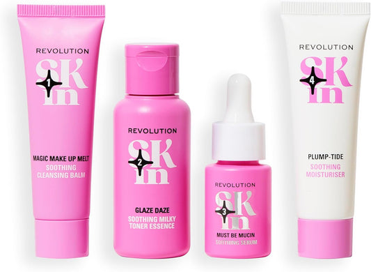 Revolution Skin, Go Gentle 4 Step Starter Kit, Skincare Set Includes Cleanser, Toner, Serum & Moisturiser, Vegan & Cruelty-Free, 4 Products Included