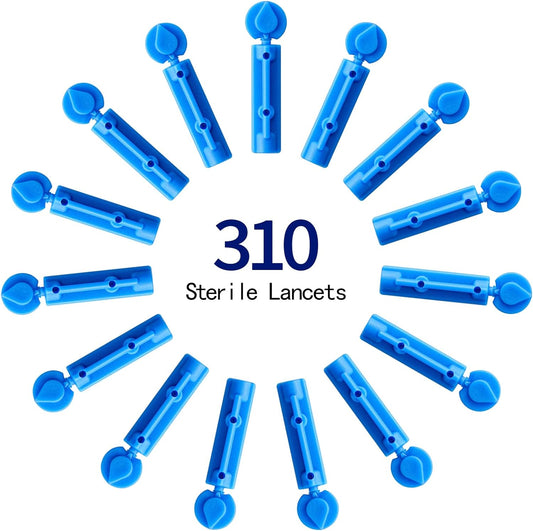 Lancets For Diabetes Testing - 30 Gauge Diabetic Lancets For Blood Testing And Glucose Testing - Fits Most Lancing Devices - 310 Count (Blue)