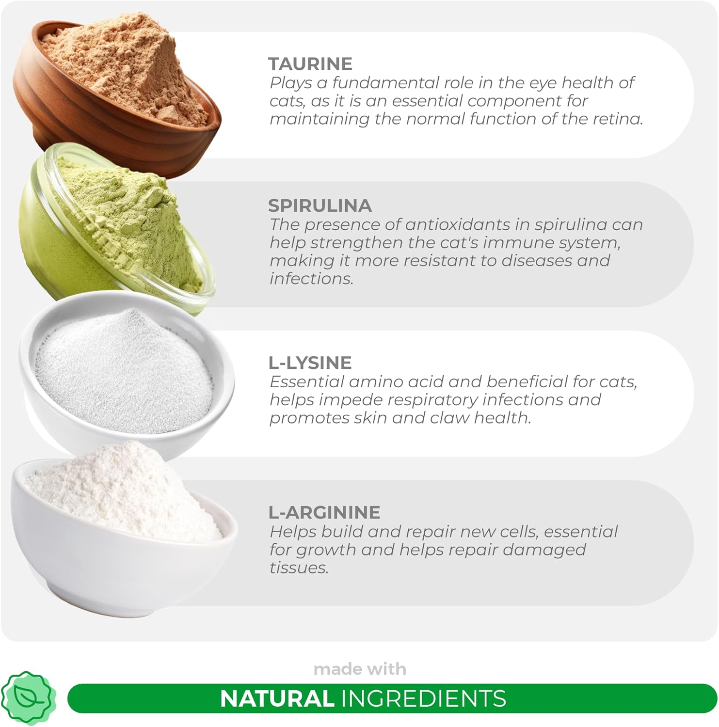 Lysine + Multivitamin for Cats - Immune Support, Skin and Coat Health, Eye Support - with EPA and DHA, Taurine and Spirulina : Health & Household