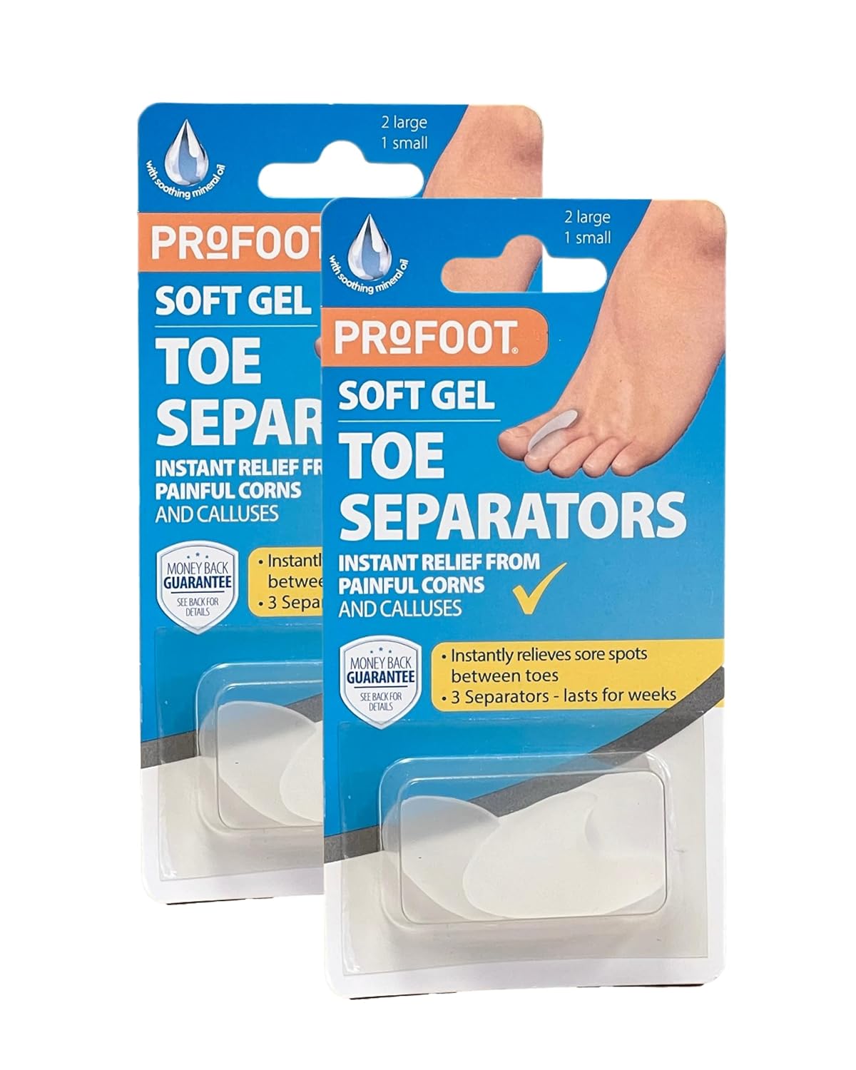 Profoot Toe Separators - Instant Relief from Corns and Calluses - Ideal for Overlapping Toes - Soft Gel Toe Spacer - Toe Spreaders (2 Pack) : Amazon.co.uk: Beauty