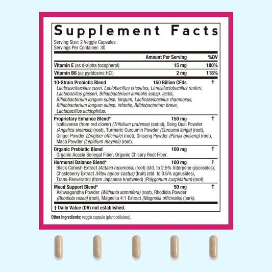 Doctor'S Recipes Menopause Probiotic Supplements For Women, Black Cohosh For Menopause Hot Flashes, Probiotics, With Ashwagandha, Dong Quai, Supports Mood, Energy, Hormone Balance, 60 Capsules
