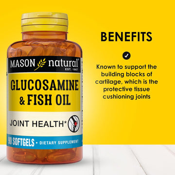 Mason Natural Glucosamine & Fish Oil Supplement With Dha & Omega 3 For Joint & Muscle Support, 1 Month Supply Softgel Pills