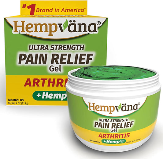 Hempvana Arthritis Relief Gel, Formulated To Target And Relieve Pain Fast, With Arnica, Turmeric, And Camphor, Enriched With Hemp Seed Oil, Maximum Strength Formula, 4-Oz Jar