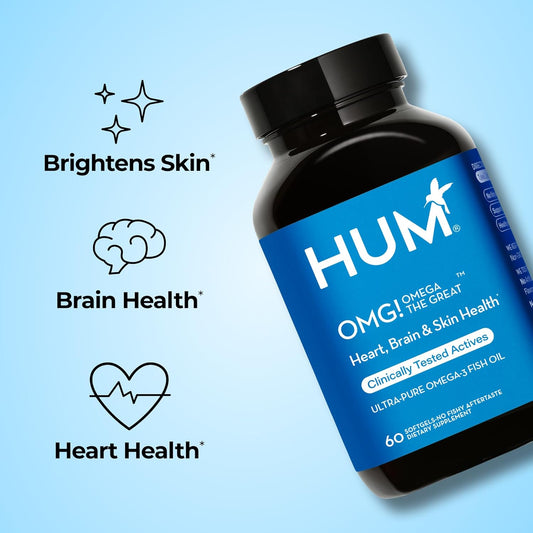 Hum Omg! Omega The Great - Triple Omega 3 Fish Oil Supplement With Dha, Eha & Vitamin E To Support Bright & Even Skin Tone - Gluten Free & Non-Gmo (60-Count)