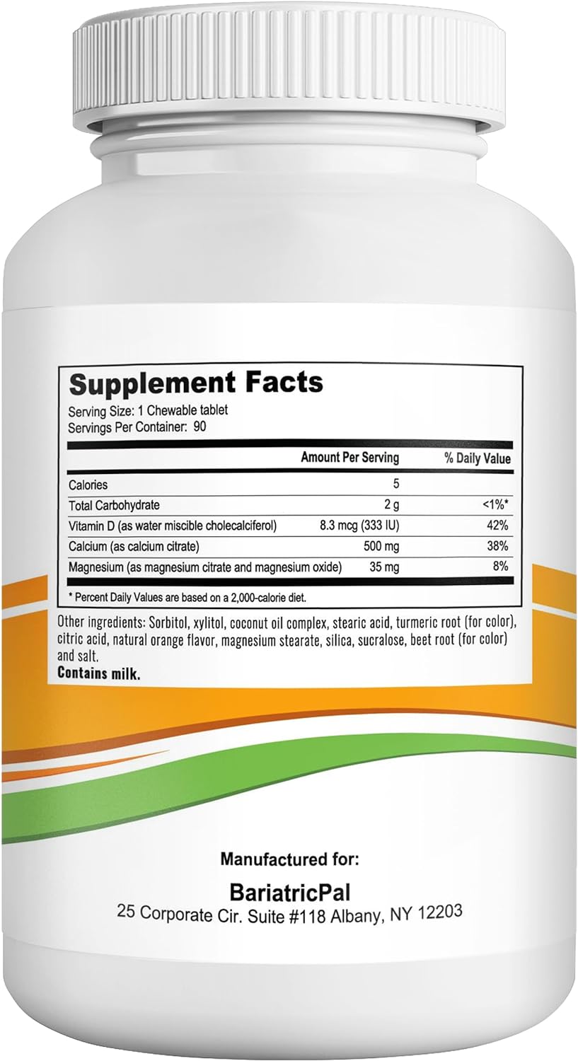BariatricPal Calcium Citrate 500mg Chewable Tablets - Orange (30-Day Supply) : Health & Household