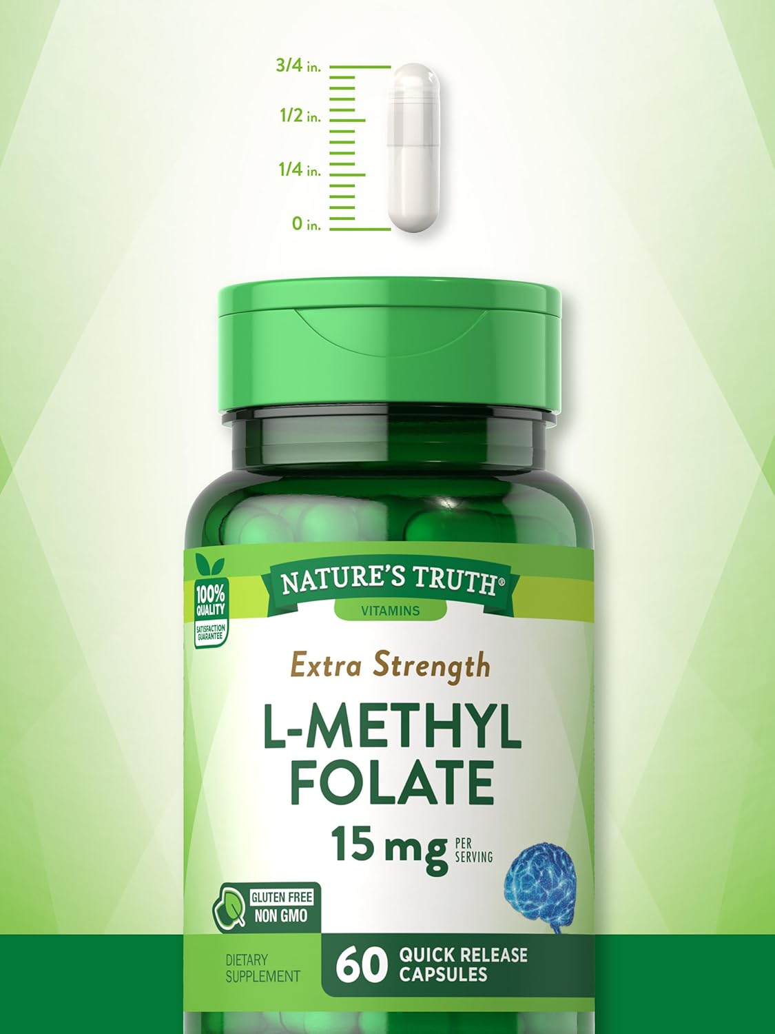 Nature's Truth L Methylfolate 15mg | 60 Capsules | Non-GMO & Gluten Free Supplement | Extra Strength : Health & Household